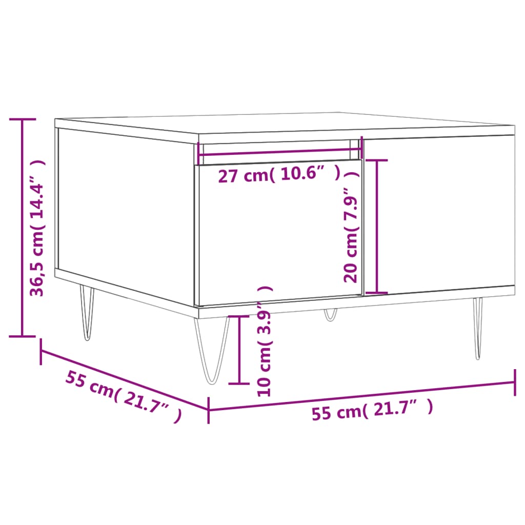 Soffbord vit högglans 55x55x36,5 cm