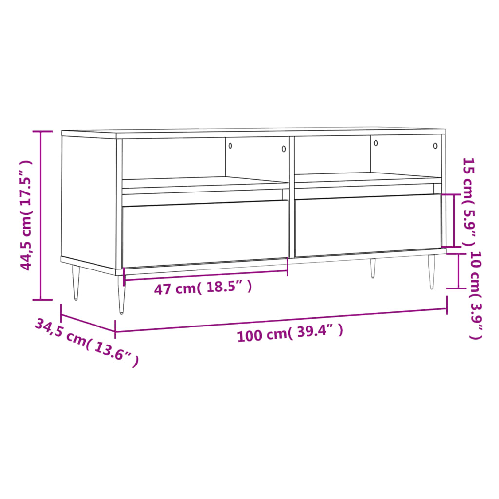 TV-möbel vit TV-bänk 100x34,5x44,5 cm