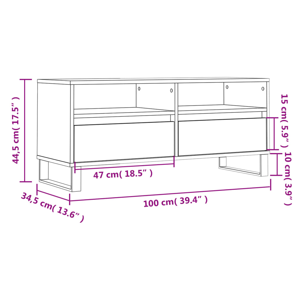 TV-möbel vit TV-bänk 100x34,5x44,5 cm