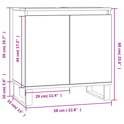 Badrumsskåp vit 58x33x60 cm konstruerat trä