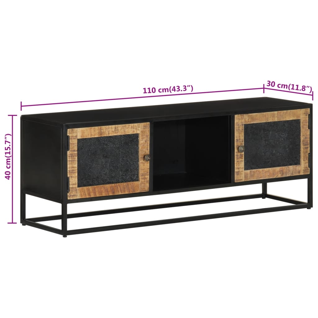 TV-möbel massiv trä mangoträ TV-bänk 110x30x40 cm järn