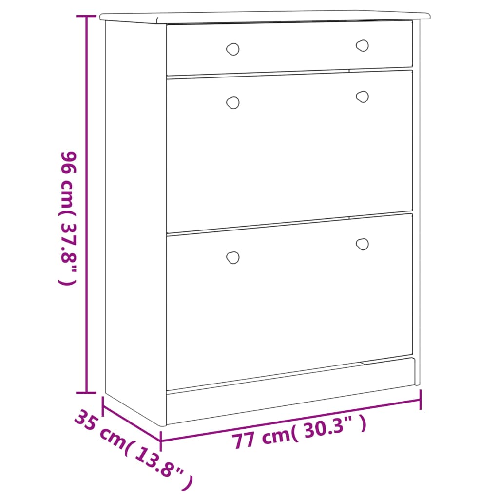 Kenkäteline Kenkäkaappi valkoinen huonekalusarja ALTA 77x35x96 cm massiivimänty