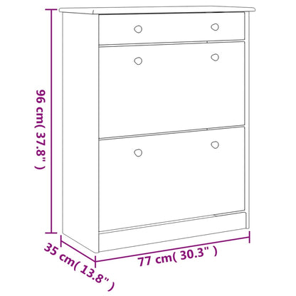 Kenkäteline Kenkäkaappi valkoinen huonekalusarja ALTA 77x35x96 cm massiivimänty