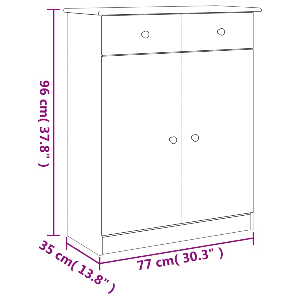 Kenkäteline Kenkäkaappi valkoinen huonekalusarja ALTA 77x35x96 cm massiivimänty