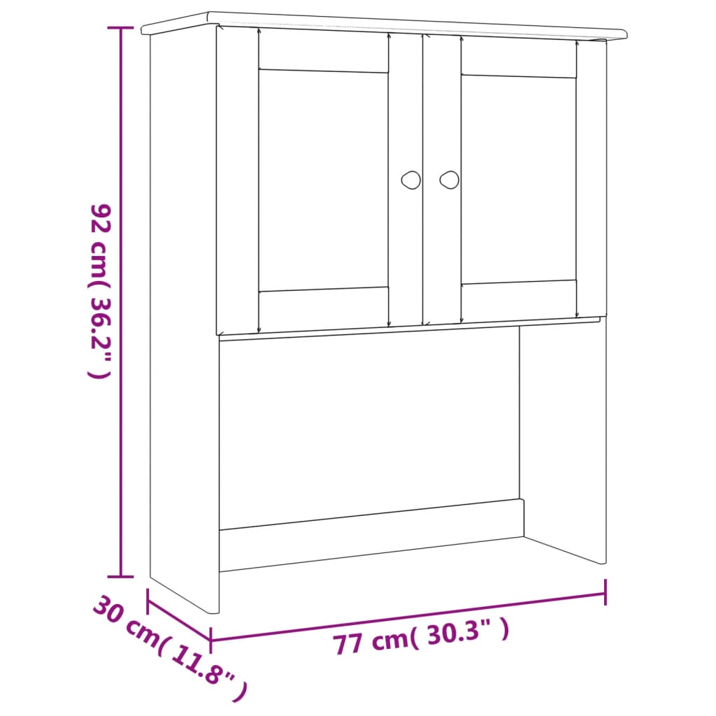 Skänk vit Överdel ALTA 77x30x92 cm vit massiv trä furu