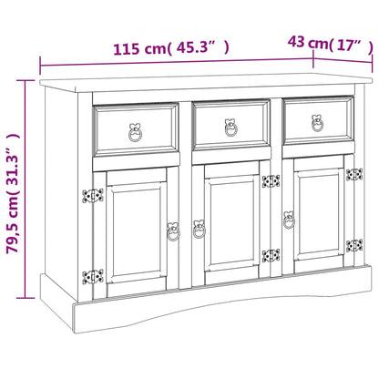 Skänk natur CORONA 115x43x79,5 cm massiv mexikansk furu