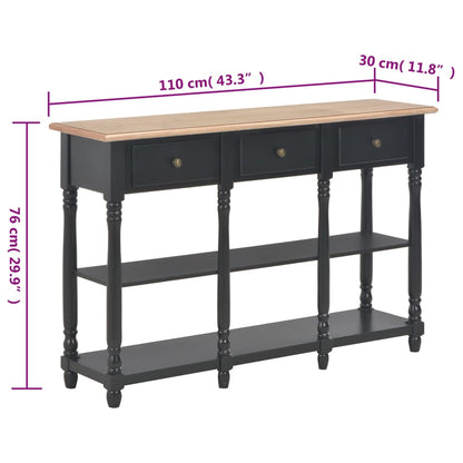 Avlastningsbord konsolbord svart 110x30x76 cm