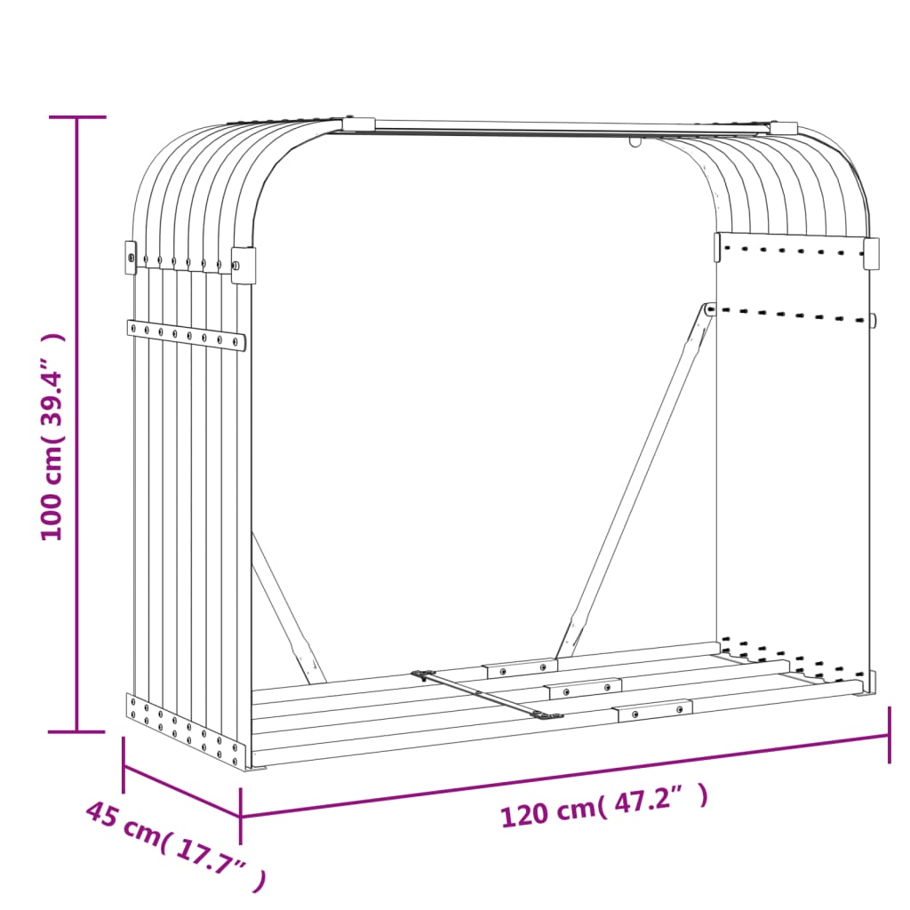 Puujalusta ruskea 120x45x100 cm galvanoitua terästä