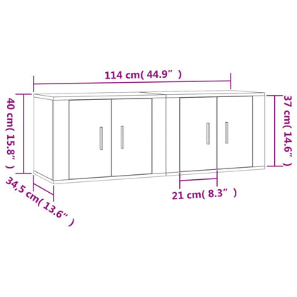 TV-möbel vit 57x34,5x40 cm 2 st Väggmonterade TV-skåp