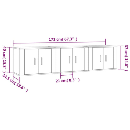 TV-möbel Sonoma ek 57x34,5x40 cm 3 st Väggmonterade TV-skåp