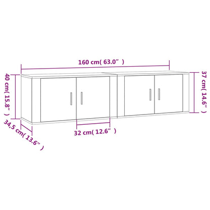 TV-möbel vit 80x34,5x40 cm 2 st Väggmonterade TV-skåp