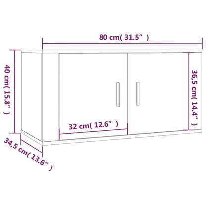 TV-möbel vit 80x34,5x40 cm 2 st Väggmonterade TV-skåp