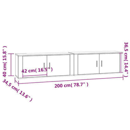 TV-möbel vit högglans 100x34,5x40 cm 2 st Väggmonterade TV-skåp