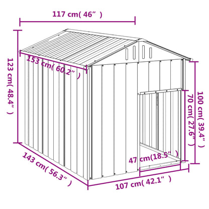 Hundkoja Hundgård antracit med tak 117x153x123 cm galvaniserat stål