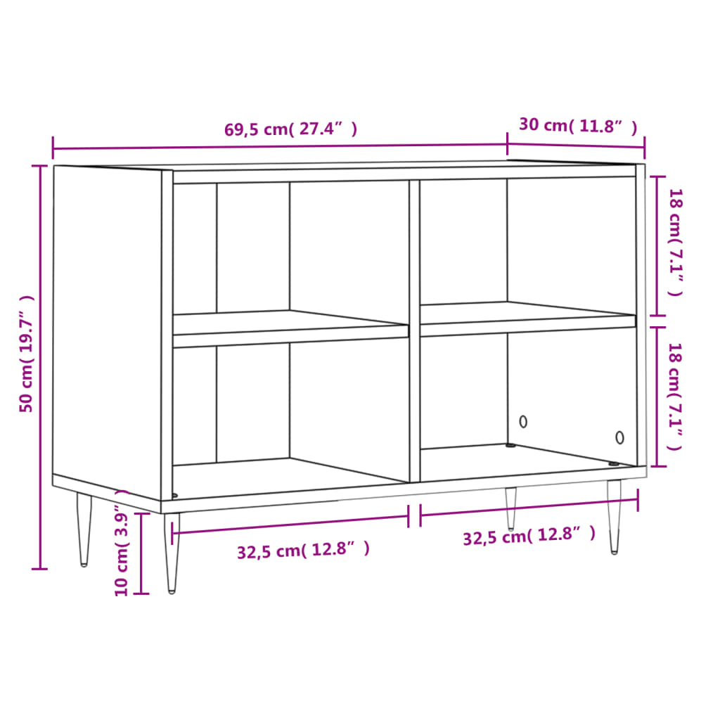 TV-möbel vit TV-bänk 69,5x30x50 cm