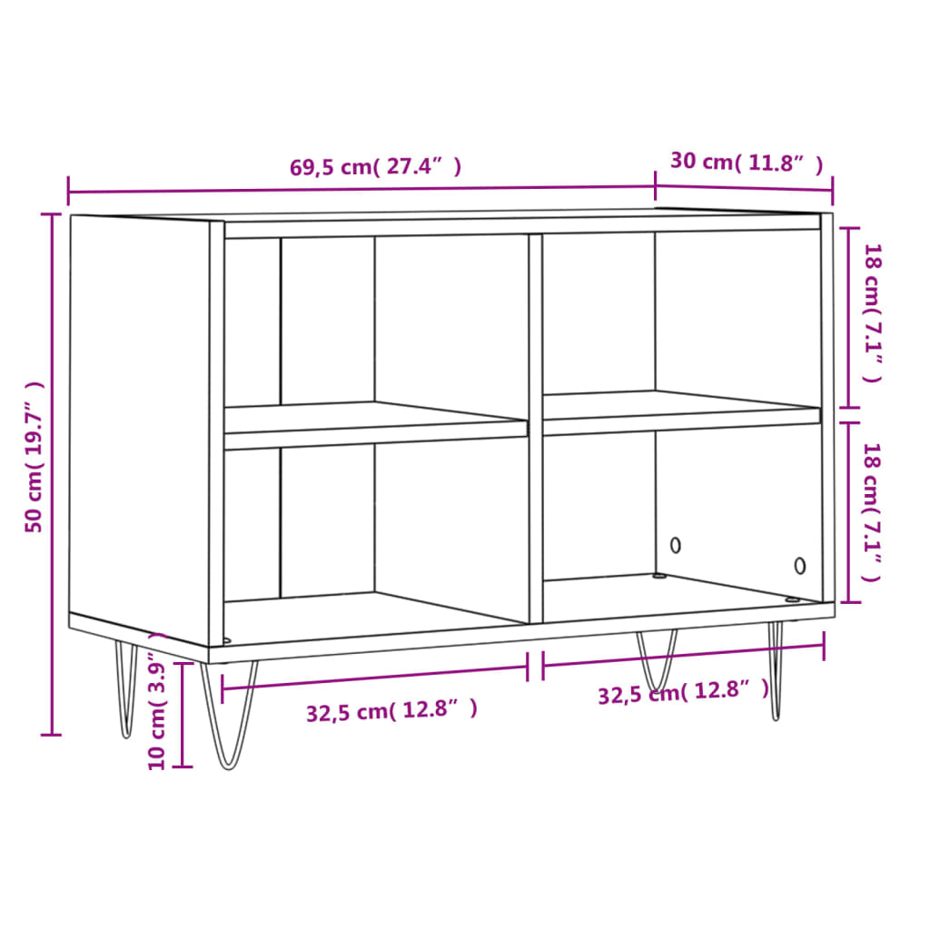 TV-möbel vit högglans TV-bänk 69,5x30x50 cm