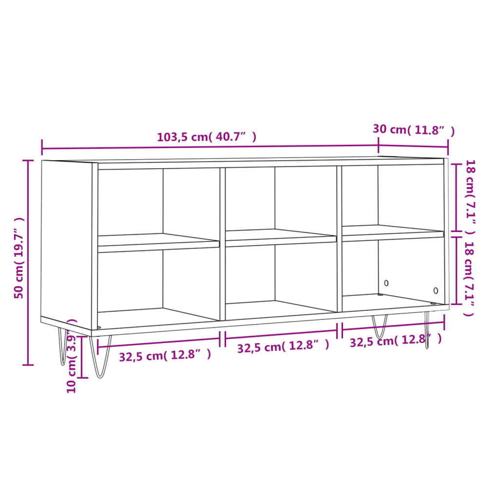 TV-möbel svart TV-bänk 103,5x30x50 cm