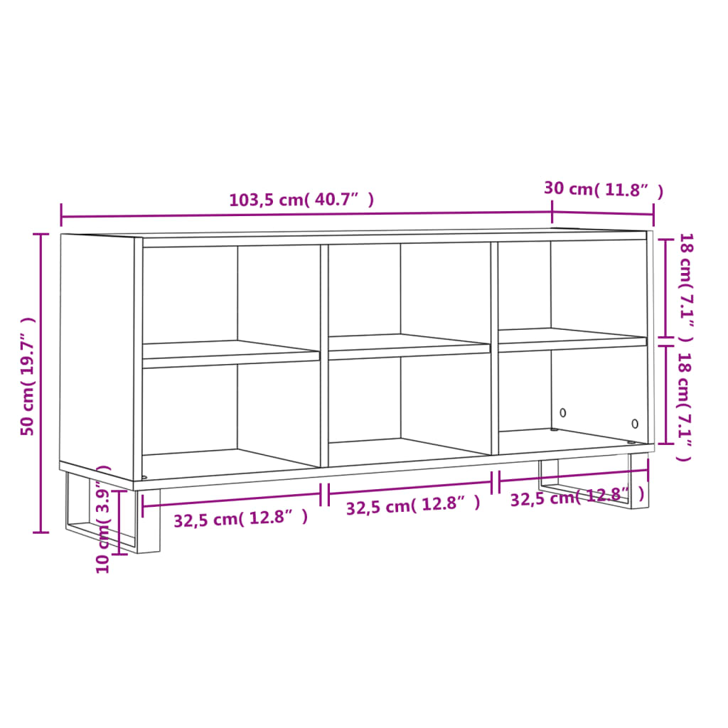 TV-möbel vit högglans TV-bänk 103,5x30x50 cm