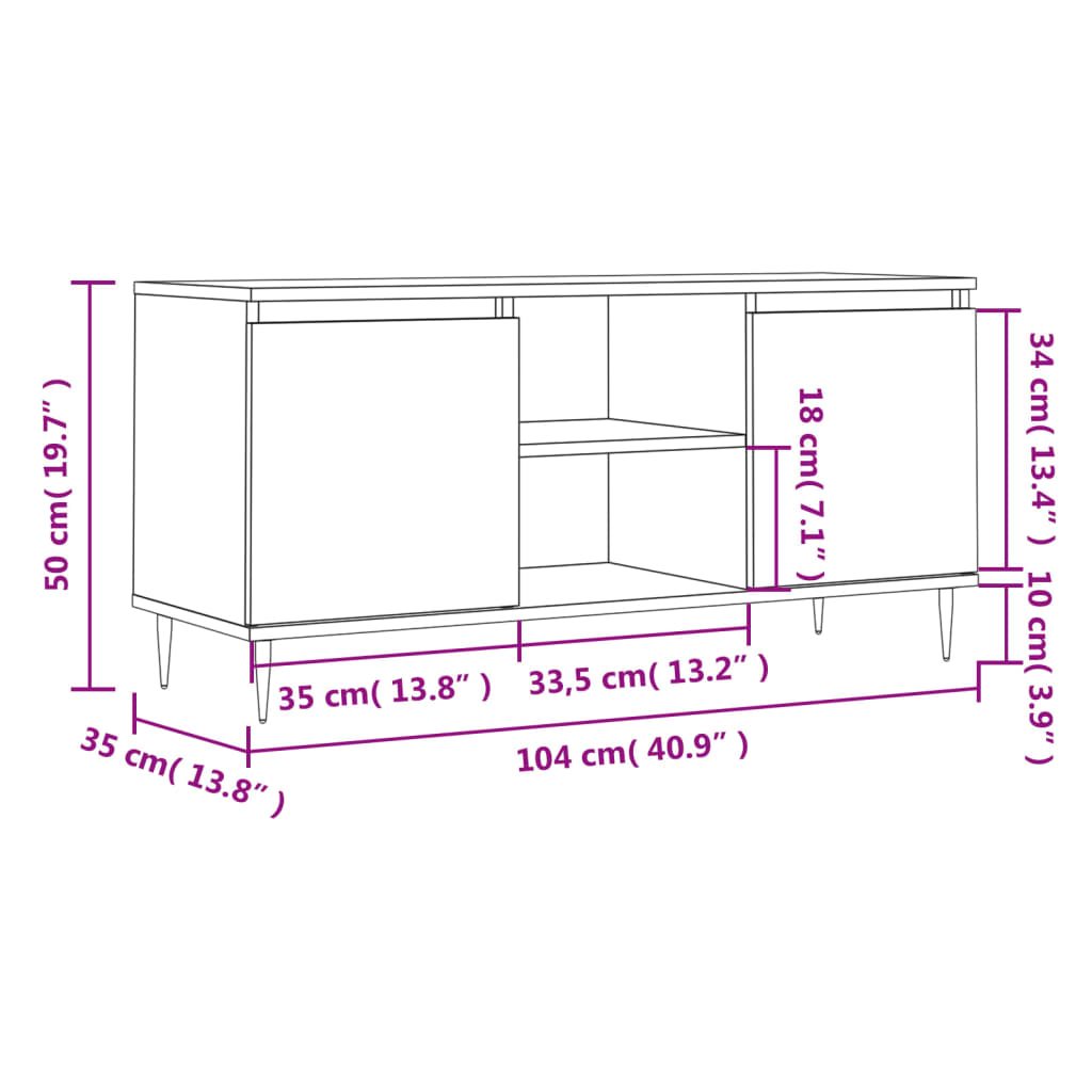 TV-möbel vit TV-bänk 104x35x50 cm