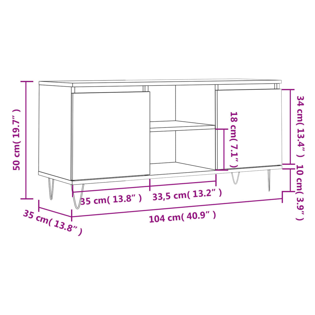 TV-möbel vit TV-bänk 104x35x50 cm