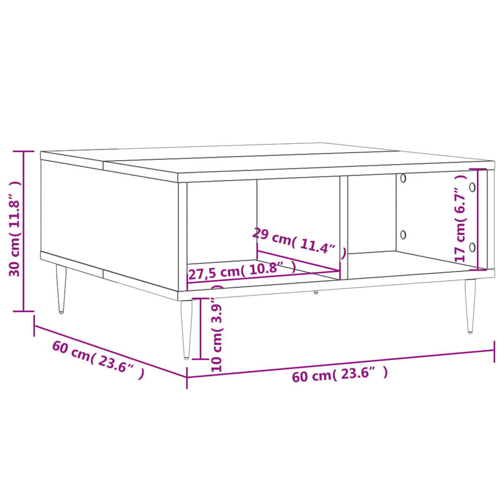 Soffbord brun ek 60x60x30 cm