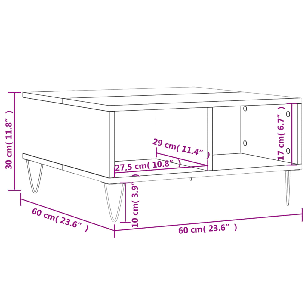 Soffbord brun ek 60x60x30 cm