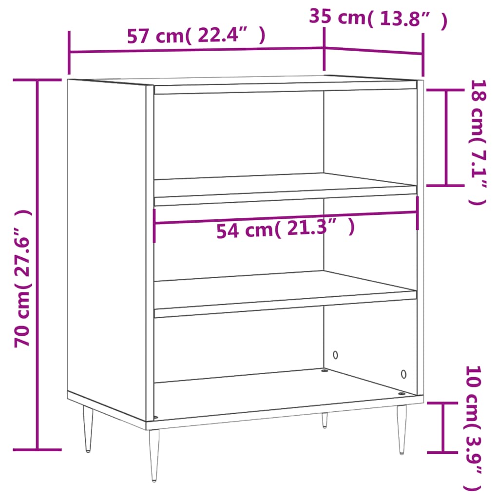 Förvaringshylla rökfärgad ek 57x35x70 cm konstruerat trä