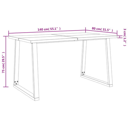 Matbord akaciaträ med levande kant 140x80x75 cm