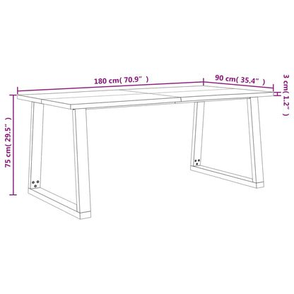 Ruokapöytä elävällä reunalla 180x90x75 cm massiivi akaasiapuuta