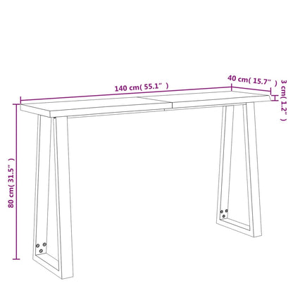 Avlastningsbord konsolbord massiv trä med levande kant 140x40x80 cm