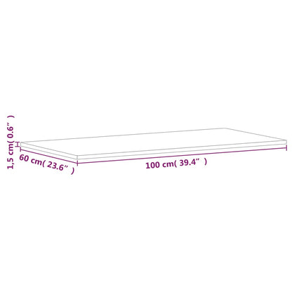 Pöytälevy 100x60x1,5 cm suorakaiteen muotoinen massiivipyökkipuuta