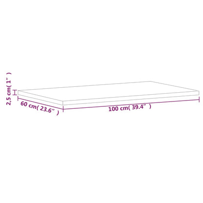 Pöytälevy 100x60x2,5 cm suorakaiteen muotoinen massiivipyökkipuuta