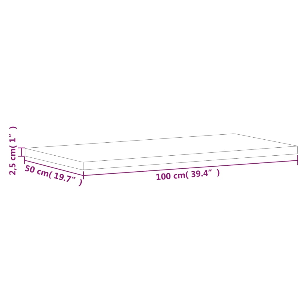 Bordsskiva 100x50x2,5 cm rektangulär massivt bokträ