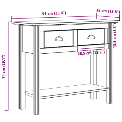 Avlastningsbord konsolbord massiv furu möbelserie BODO brun 91x35x74 cm