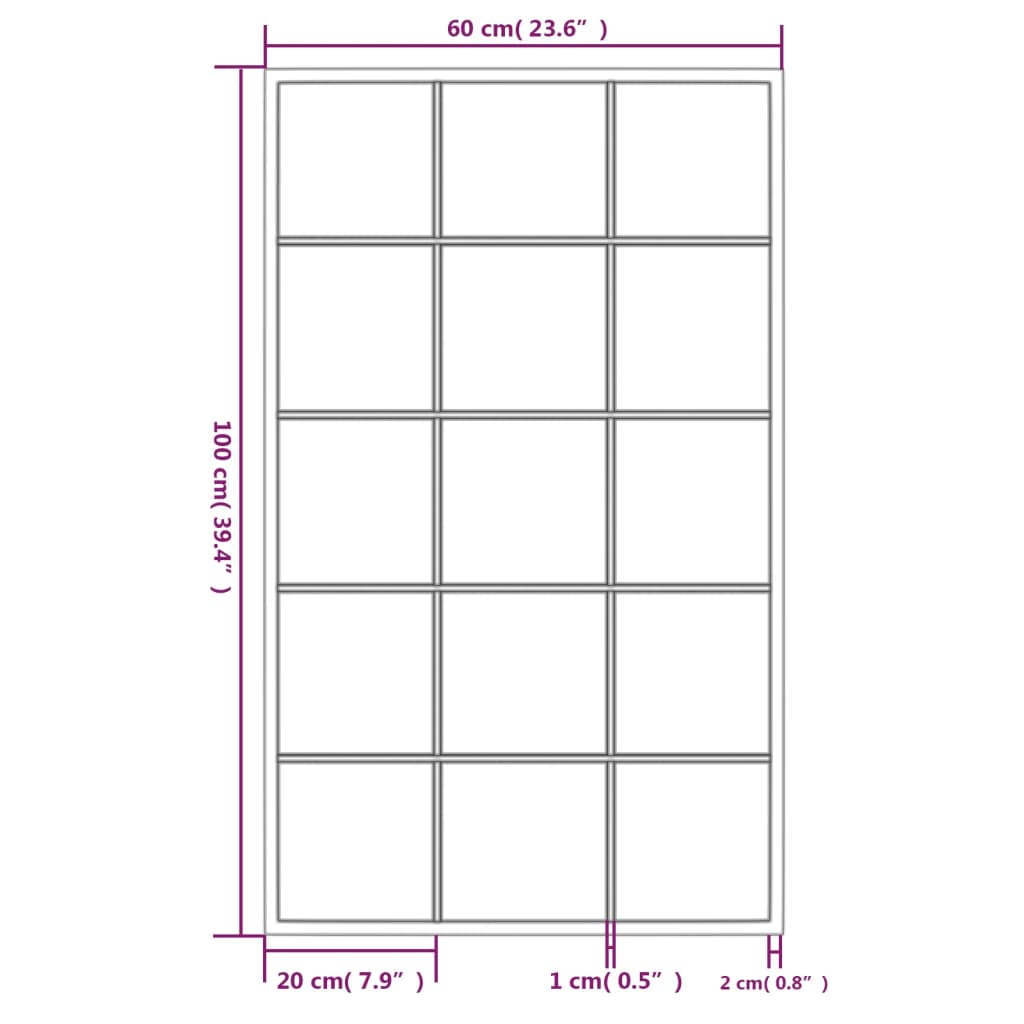 Seinäpeili 3 kpl musta 100x60 cm metallia