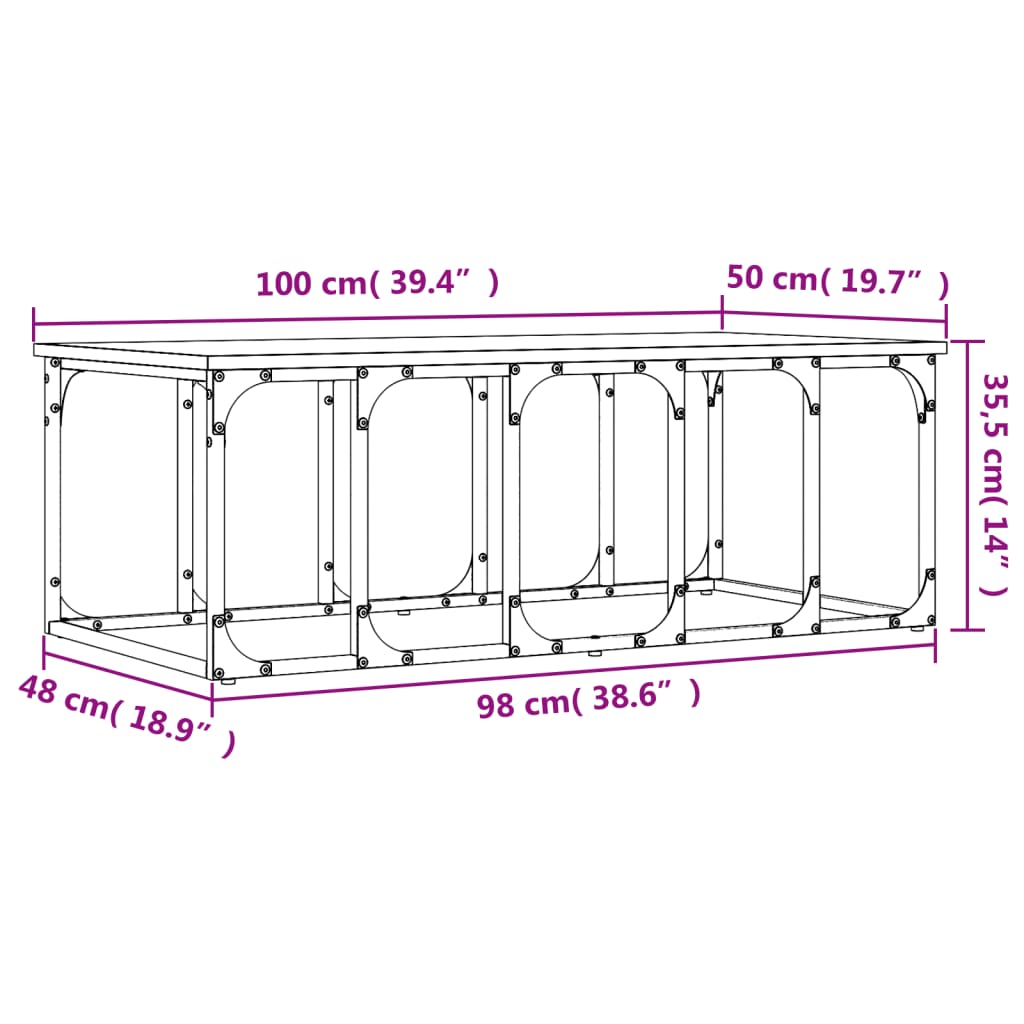 Soffbord svart 100x50x35,5 cm