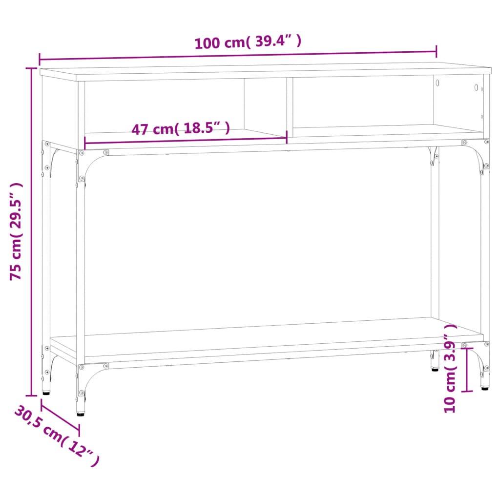 Avlastningsbord konsolbord brun ek 100x30,5x75 cm