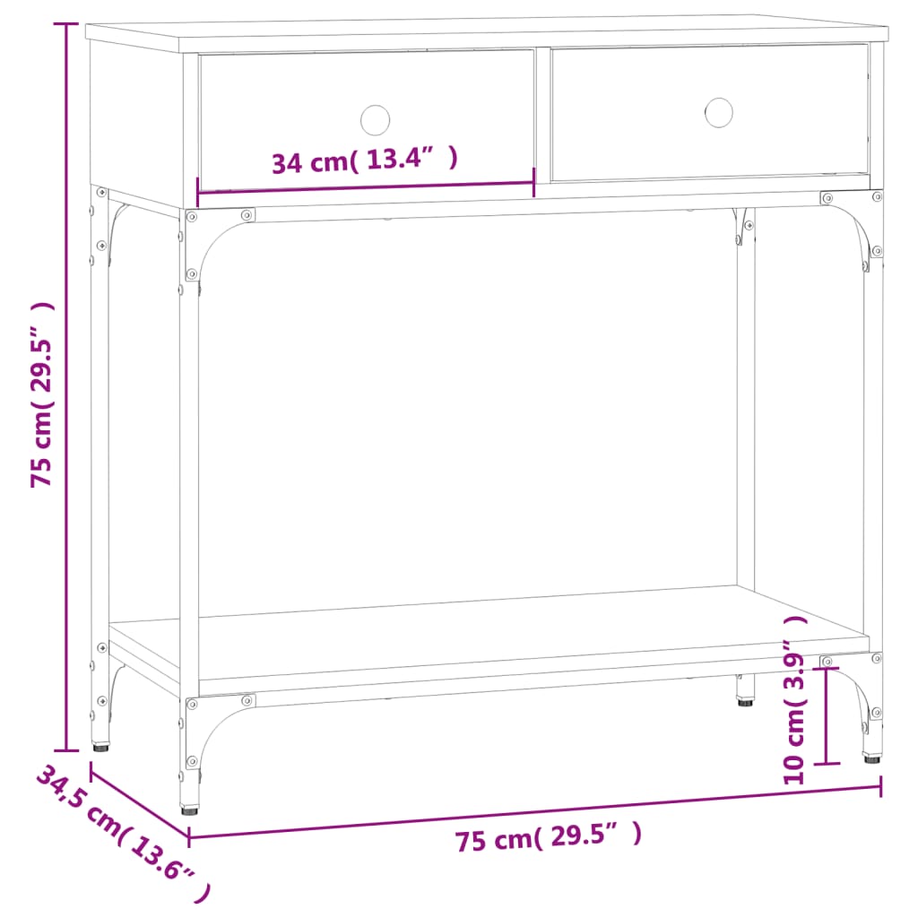 Avlastningsbord konsolbord svart 75x34,5x75 cm