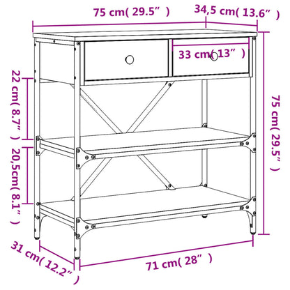 Avlastningsbord konsolbord rökfärgad ek 75x34,5x75 cm