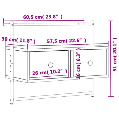 TV-möbel svart 60,5x30x51 cm Väggmonterad TV-bänk