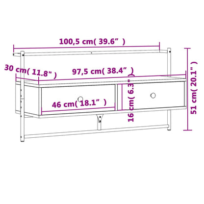 TV-möbel svart 100,5x30x51 cm Väggmonterad TV-bänk