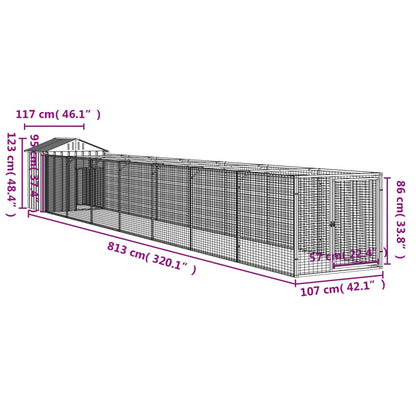 Hundkoja Hundgård antracit med tak 117x813x123 cm galvaniserat stål