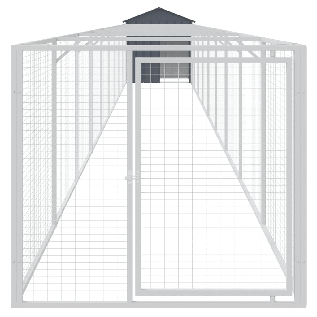 Hundkoja Hundgård antracit med tak 117x1017x123 cm galvaniserat stål