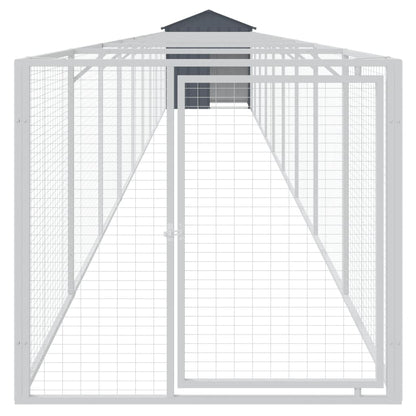 Hundkoja Hundgård antracit med tak 117x1017x123 cm galvaniserat stål