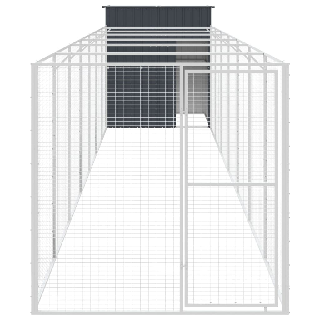 Hundkoja Hundgård antracit med gård 165x863x181 cm galvaniserat stål