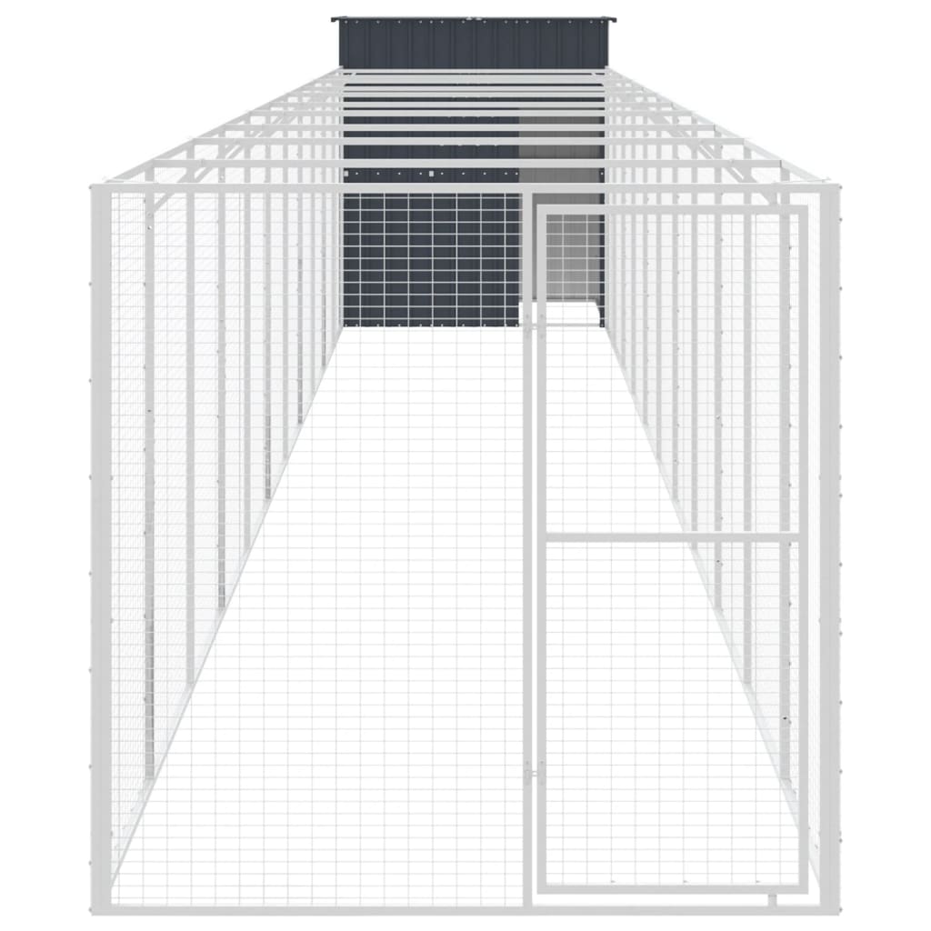 Hundkoja Hundgård antracit med gård 165x1271x181 cm galvaniserat stål