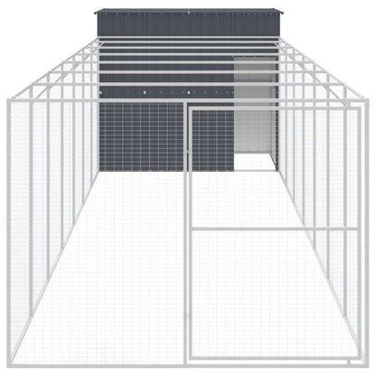 Hundkoja Hundgård antracit med gård 214x865x181 cm galvaniserat stål