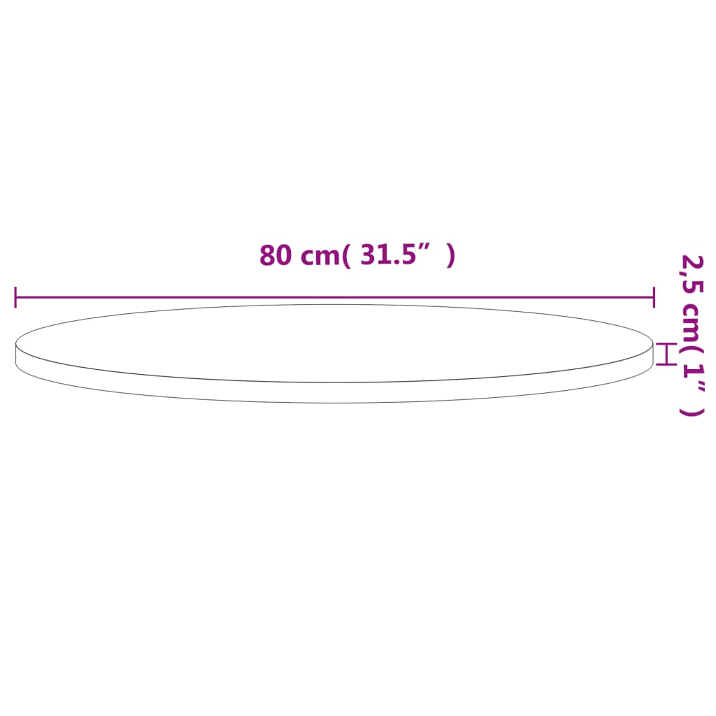 Pöytälevy Ø80x2,5 cm pyöreä massiivipyökkipuuta