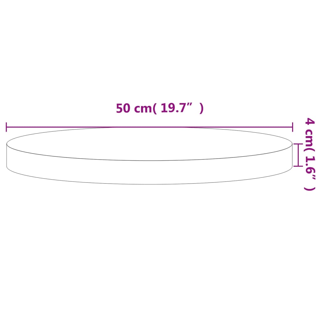 Pöytälevy Ø50x4 cm pyöreä massiivi pyökkipuuta