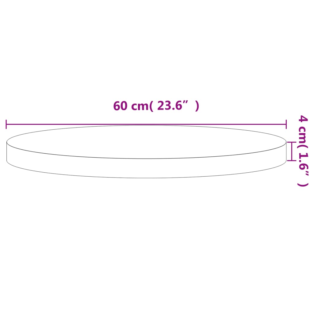 Bordsskiva Ø60x4 cm rund massivt bokträ